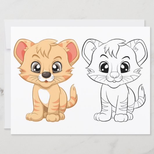 Page de coloriage de tigre mignon (Devant)