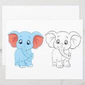 Page de coloriage d'éléphant de dessin mignon (Devant / Derrière)