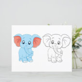 Page de coloriage d'éléphant de dessin mignon (Debout devant)