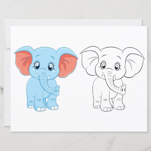 Page de coloriage d'éléphant de dessin mignon (Devant)
