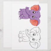 Page de coloriage d'éléphant de dessin mignon (Devant / Derrière)