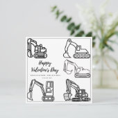 Page de coloriage d'excavateur Carte garçon Bonne  (Debout devant)