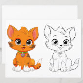 Page de coloriage du chat mignon (Devant / Derrière)
