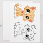 Page de coloriage du chat mignon (Devant / Derrière)