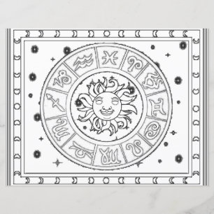 Page de coloriage du zodiaque d'astrologie