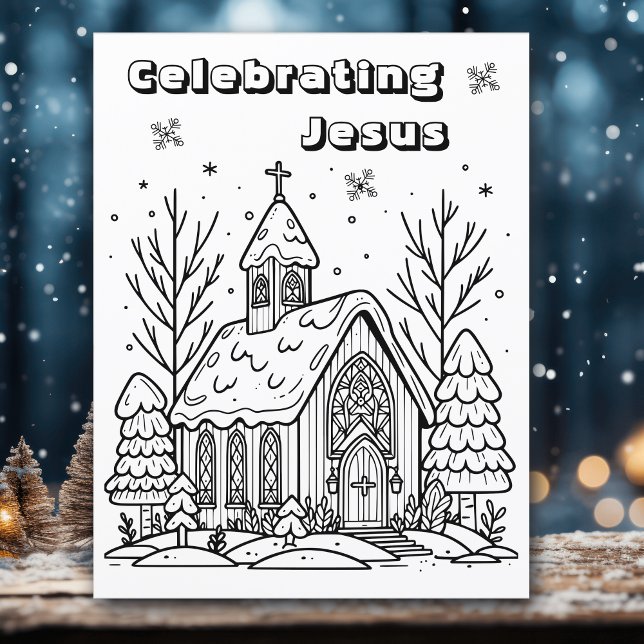 Page de coloriage | Église de Noël (Créateur téléchargé)