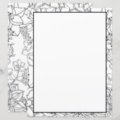Page de coloriage Feuilles de papeterie florale à (Devant / Derrière)