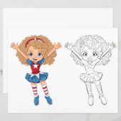 Page de coloriage fille danse mignonne (Devant / Derrière)