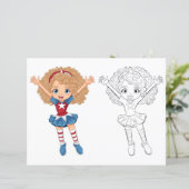 Page de coloriage fille danse mignonne (Debout devant)