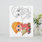 Page de coloriage fille de dessin mignon (Debout devant)