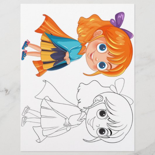 Page de coloriage fille mignonne (Devant)
