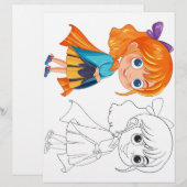 Page de coloriage fille mignonne (Devant / Derrière)