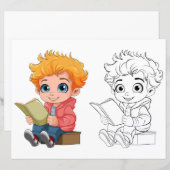 Page de coloriage garçon mignon (Devant / Derrière)
