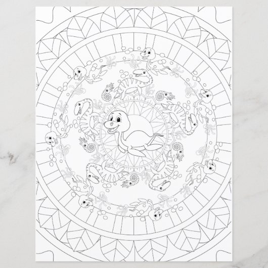 Page de coloriage mandala dinosaure Plesiosaurus p (Devant)