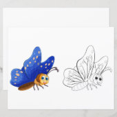 Page de coloriage papillon mignon (Devant / Derrière)