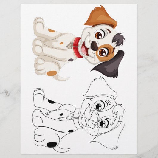 Page de coloriage pour chien mignon (Devant)