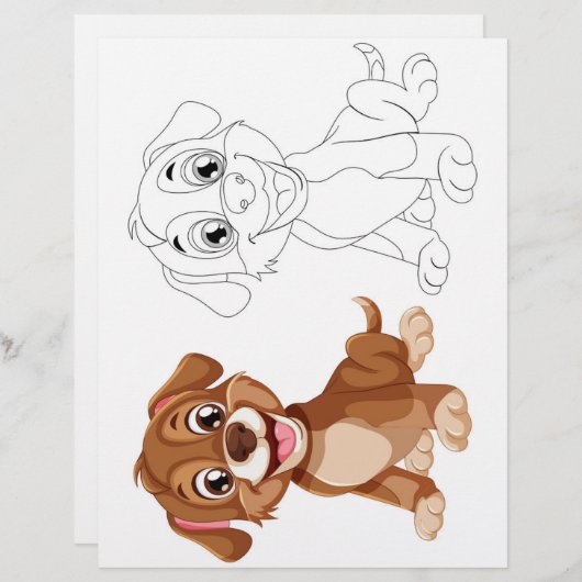 Page de coloriage pour chien mignon (Devant / Derrière)