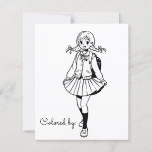 Page de coloriage pour enfants   Fille de l'école 