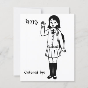 Page de coloriage pour enfants Fille de l'école