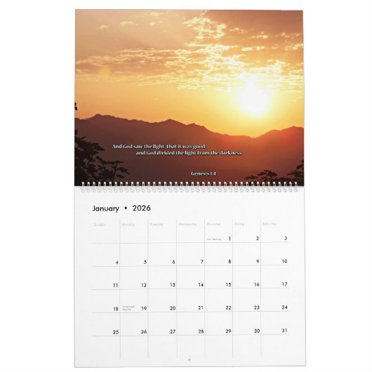 Page de dévotion du calendrier deux de nouveau (Jan 2026)