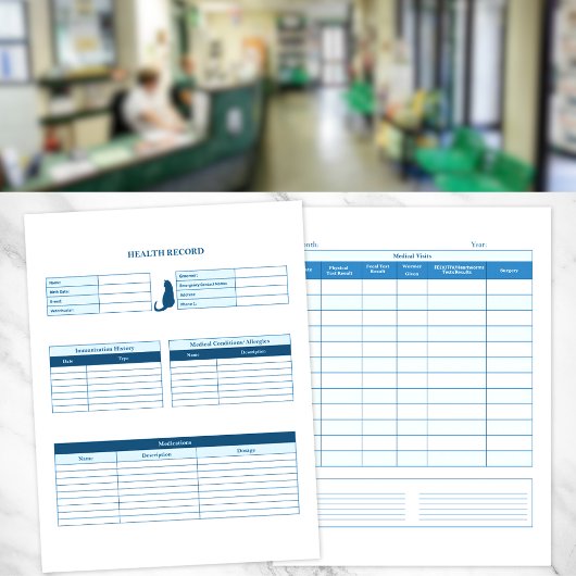 Page de gestion des dossiers de santé de Blue Cat