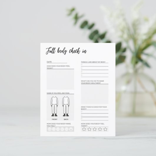 Page de journal de contrôle du corps (Debout devant)