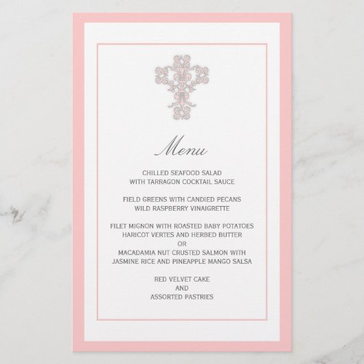 Page de menu croix élégante en rose (Devant)