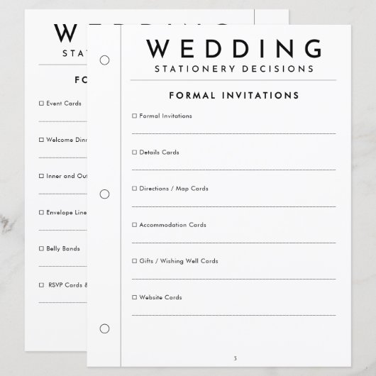 Page de papeterie de mariage à invitation formelle (Devant / Derrière)