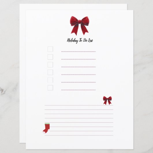 Page de planification de Noël Red Bow (Devant / Derrière)