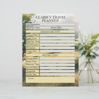 Page de planification des détails de voyage pour l
