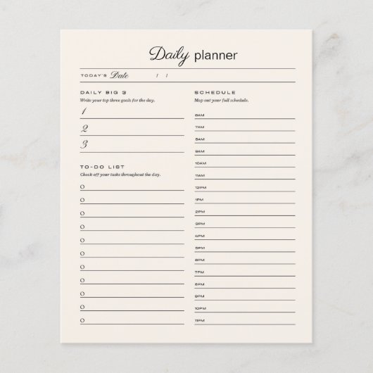 Page de planification quotidienne (Devant)