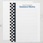Page de recette à carreaux noirs et blancs avec ac (Devant / Derrière)