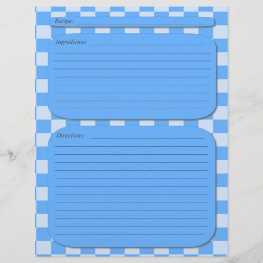 Page de recette à damiers bleu (Devant)