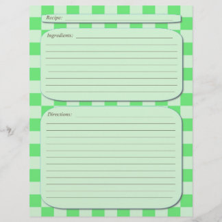 Page de recette à damiers lumière verte