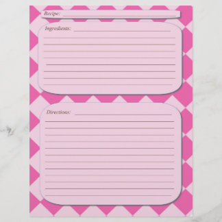 Page de recette à damiers rose