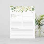 Page de recette aquarelle florale d'hydrangea blan (Debout devant)