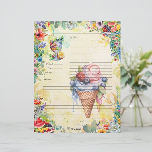 Page de recette complète de la salade de fruits (Debout devant)