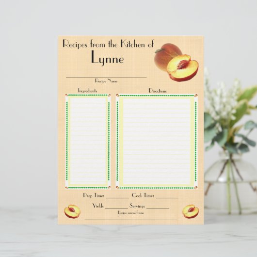 Page de recette de conception personnalisée Peach (Debout devant)