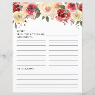 Page de recette de douche de mariage aquarelle flo