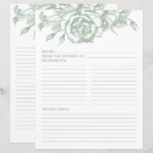 Page de recette de douche florale vert sauge (Devant / Derrière)