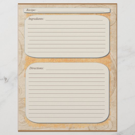 Page de recette de fade orange brun élégant (Devant)
