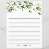 Page de recette de feuilles d'eucalyptus élégantes (Dos)
