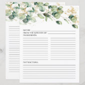 Page de recette de feuilles d'eucalyptus élégantes (Devant / Derrière)