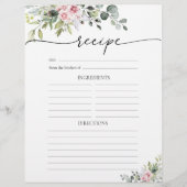 Page de recette de verdure rose pâle (Devant)