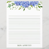 Page de recette des Hortensias Bleus (Dos)