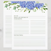 Page de recette des Hortensias Bleus (Devant / Derrière)