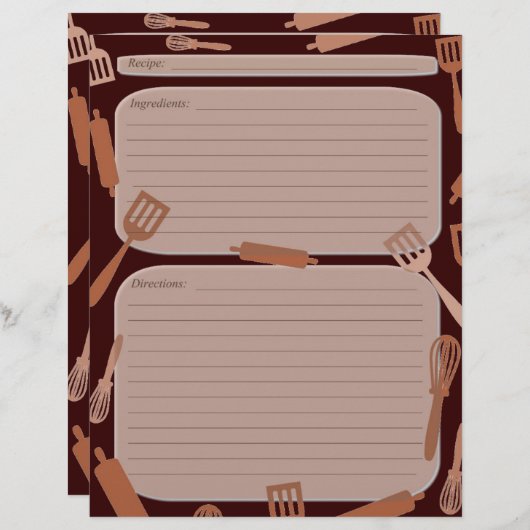 Page de recette des ustensiles de cuisine Brown (Devant / Derrière)