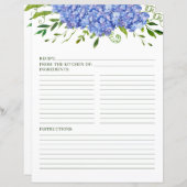 Page de recette Hydrangeas Bleues (Devant / Derrière)