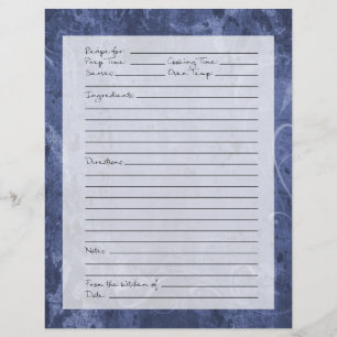 Page de Recette - Motif Bleu Foncé