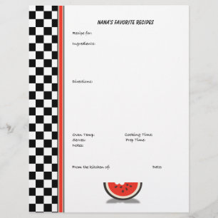 Page de recette personnalisée À damiers pastèque (